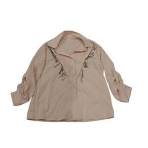 Unbranded Beige Rhinestone Shirt Size Large